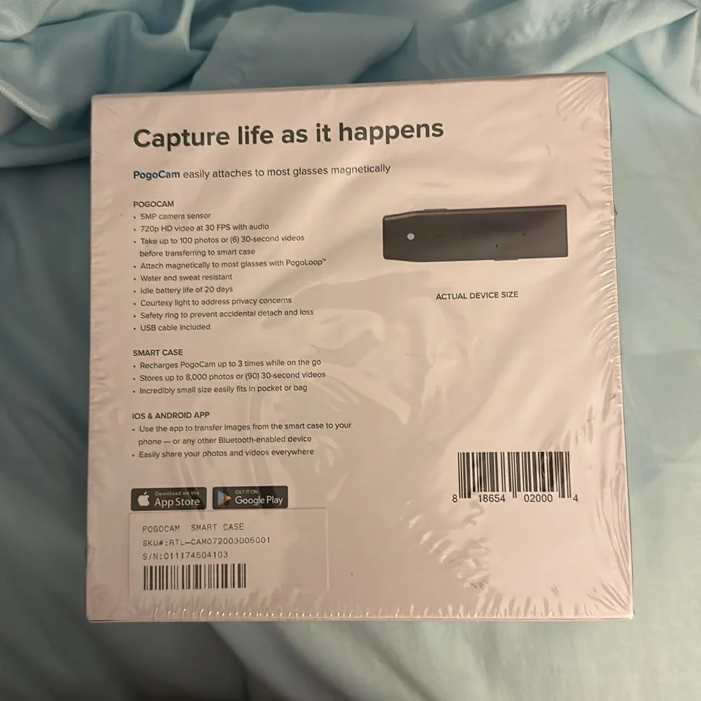 NIB PogoCam Wearable Camera by PogoTec Glasses Camera Factory Sealed Small rip